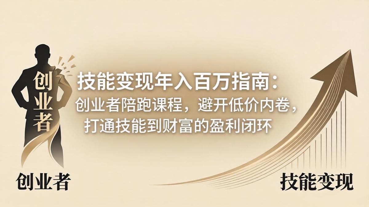 技能变现年入百万指南:创业者陪跑课程,避开低价内卷,打通技能到财富的盈利闭环