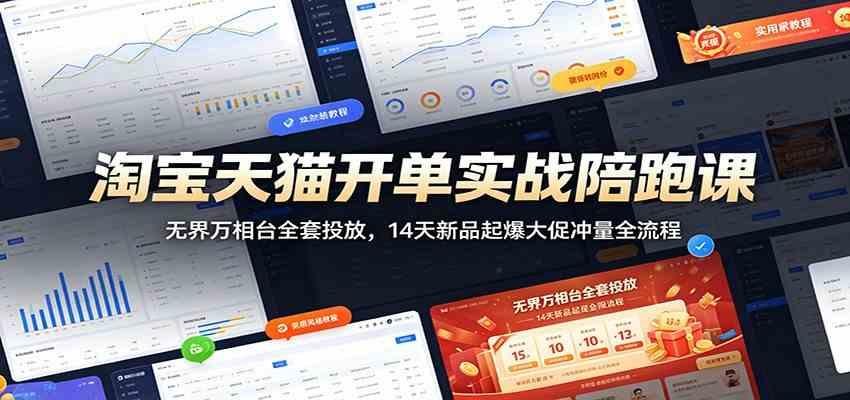 淘宝天猫开单实战陪跑课:无界万相台全套投放,14天新品起爆大促冲量全流程