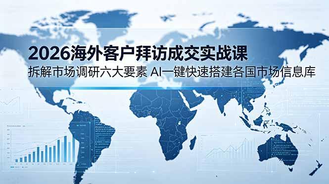 2026海外客户拜访成交实战课:拆解市场调研六大要素,AI一键快速搭建各国市场信息库-三零资源