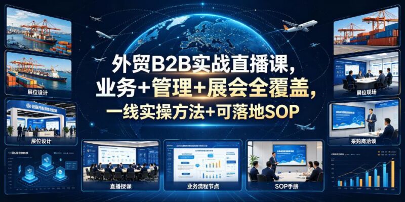 外贸B2B实战直播课,业务+管理+展会全覆盖,一线实操方法+可落地SOP-三零资源