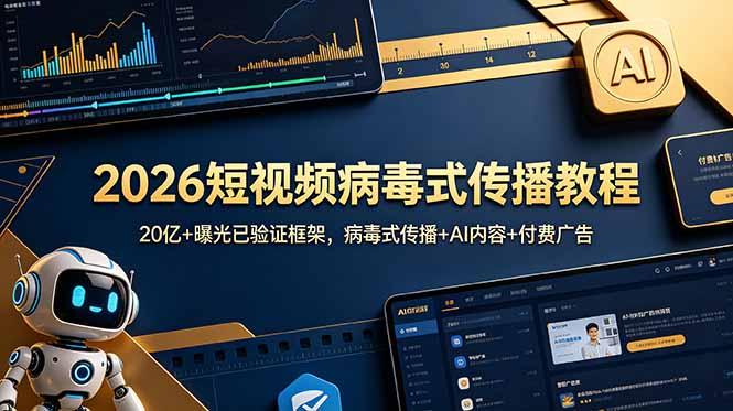 2026短视频病毒式传播教程:20亿+曝光已验证框架,病毒式传播+AI内容+付费广告-三零资源