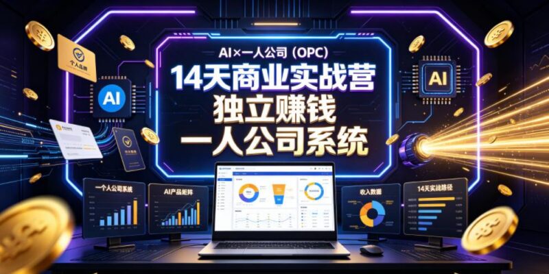 AI×一人公司(OPC)14天商业实战营,用AI帮你搭建一个属于你自己的、能独立賺钱的一人公司系统-三零资源