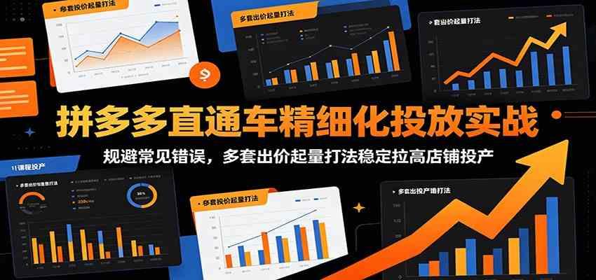 拼多多直通车精细化投放实战:规避常见错误,多套出价起量打法稳定拉高店铺投产