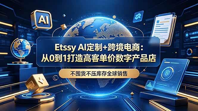 Etsy AI定制+跨境电商：从0到1打造高客单价数字产品店，不囤货不压库存全球销售-三零资源