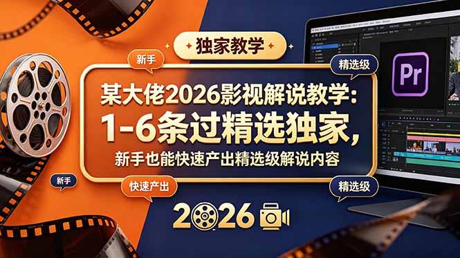 某大佬2026影视解说教学:1-6条过精选独家,新手也能快速产出精选级解说内容-三零资源