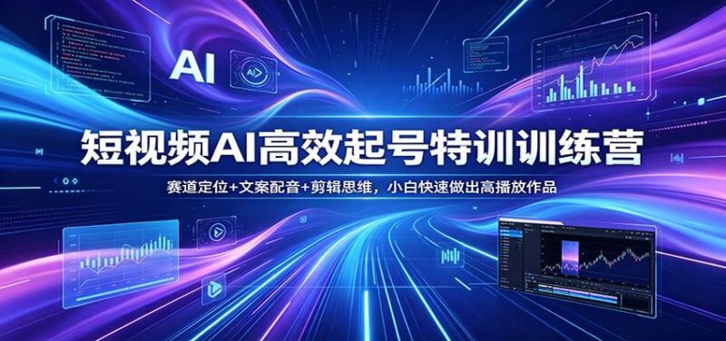 短视频AI高效起号特训训练营:赛道定位+文案配音+剪辑思维,小白快速做出高播放作品-三零资源