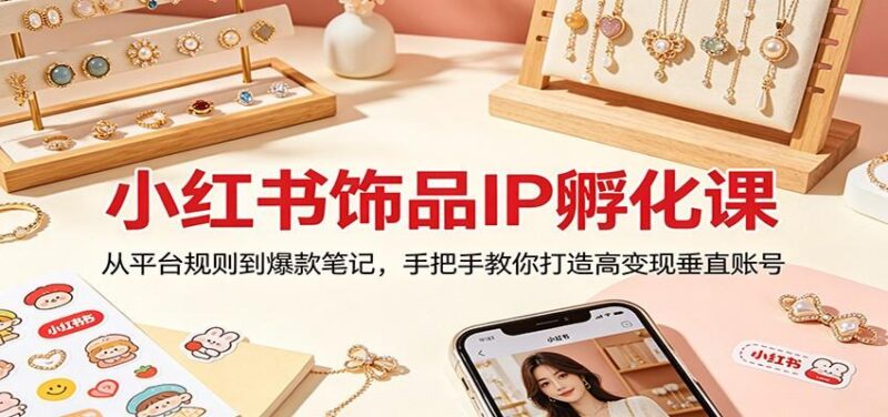 小红书饰品IP孵化课：从平台规则到爆款笔记，手把手教你打造高变现垂直账号-三零资源