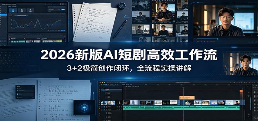 2026新版AI短剧高效工作流:3+2极简创作闭环,全流程实操讲解