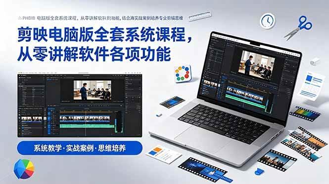 剪映电脑版全套系统课程,从零讲解软件各项功能,结合海量实战案例培养专业剪辑思维-三零资源