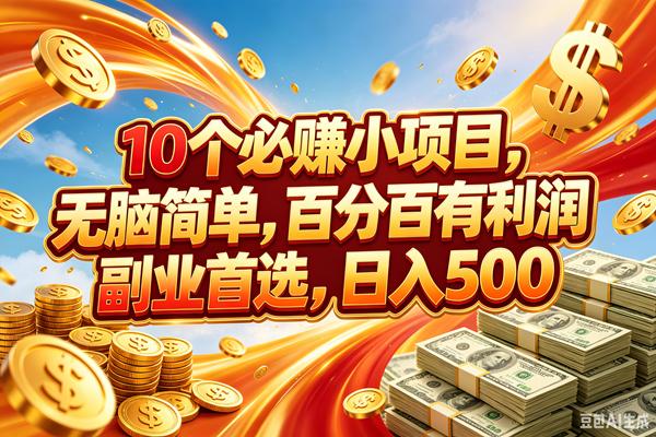 10个必赚的小项目，百分百赚元子，无脑简单，副业首选，日入500+-三零资源