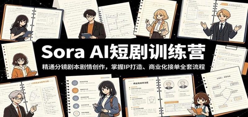 Sora AI短剧训练营:精通分镜剧本剧情创作,掌握IP打造、商业化接单全套流程-三零资源