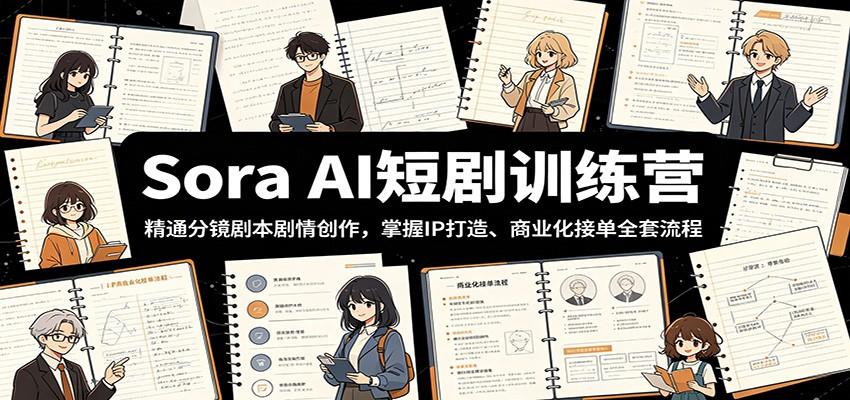 Sora AI短剧训练营:精通分镜剧本剧情创作,掌握IP打造、商业化接单全套流程
