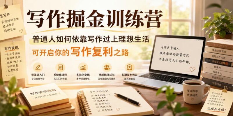 写作掘金训练营，普通人如何依靠写作过上理想生活，可开启你的写作复利之路(更新6月)-三零资源