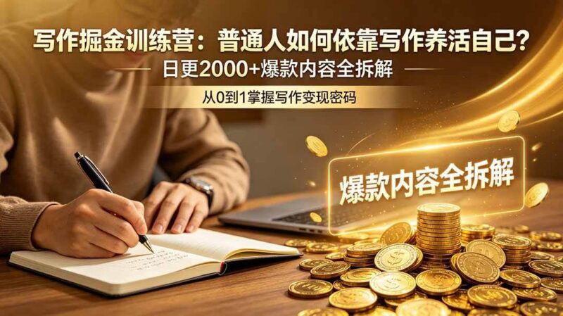 写作掘金训练营:普通人如何依靠写作养活自己?日更2000+爆款内容全拆解-三零资源