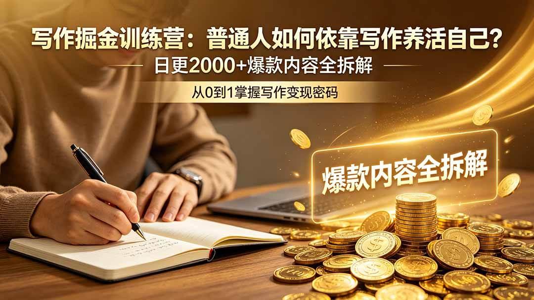 写作掘金训练营:普通人如何依靠写作养活自己?日更2000+爆款内容全拆解