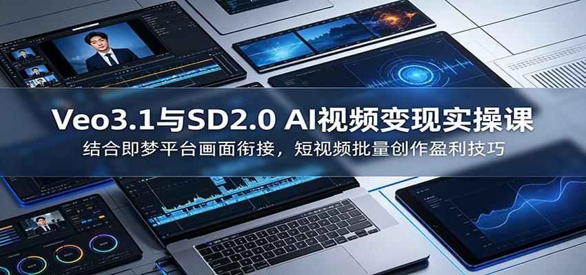 Veo3.1与SD2.0 AI视频变现实操课课:结合即梦平台画面衔接,短视频批量创作盈利技巧