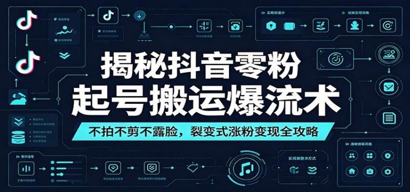 揭秘抖音零粉起号搬运爆流术:不拍不剪不露脸,裂变式涨粉变现全攻略-三零资源