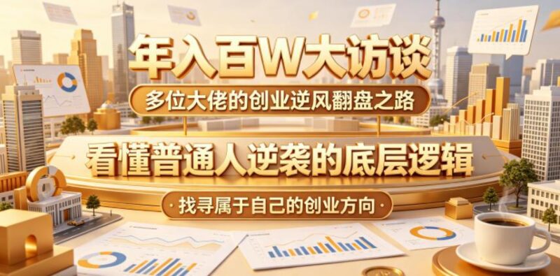 年入百W大访谈,多位大佬的创业逆风翻盘之路,看懂普通人逆袭的底层逻辑,找寻属于自己的创业方向(更新0615)-三零资源