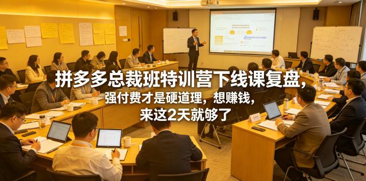 拼多多总裁班特训营下线课复盘，强付费才是硬道理，想賺钱，来这2天就够了-三零资源