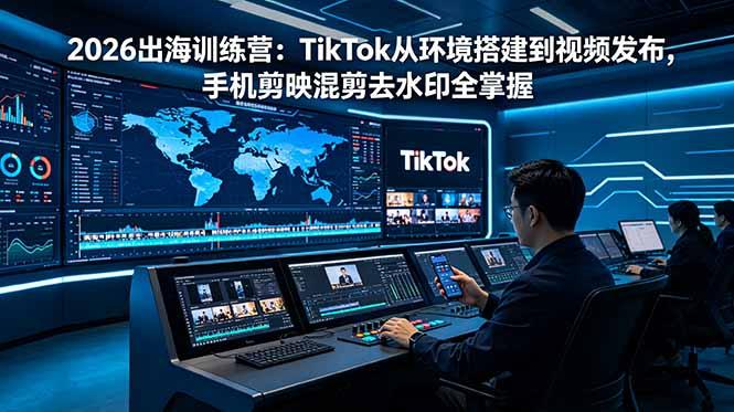 2026出海训练营：TikTok从环境搭建到视频发布，手机剪映混剪去水印全掌握-三零资源