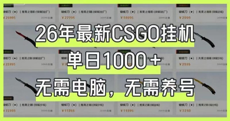 26年最新CSGO挂G系统，单日1000+，无需电脑，无需养号，0基础可上手【揭秘】-三零资源