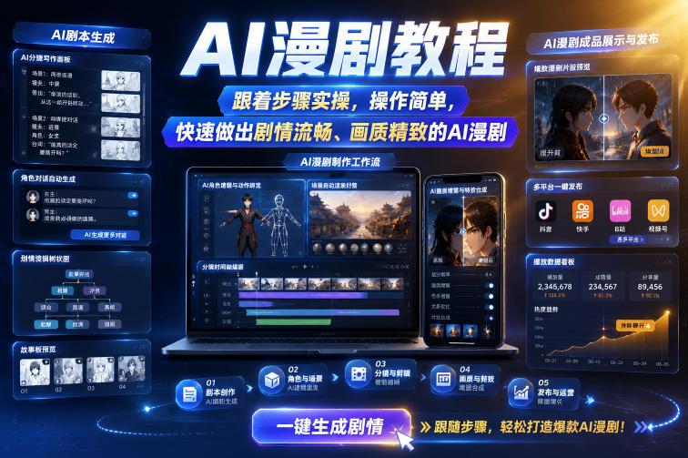 AI漫剧教程,跟着步骤实操,操作简单,快速做出剧情流畅、画质精致的AI漫剧-三零资源