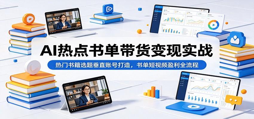 AI热点书单带货变现实战:热门书籍选题垂直账号打造,书单短视频盈利全流程