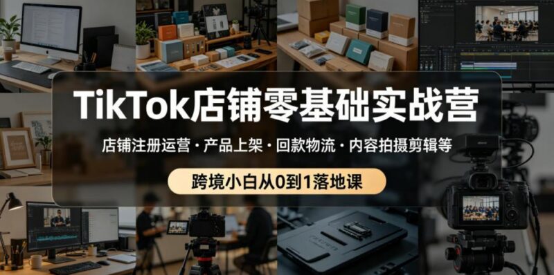 TikTok店铺零基础实战营,店铺注册运营・产品上架・回款物流・内容拍摄剪辑等 ,跨境小白从0到1落地课-三零资源