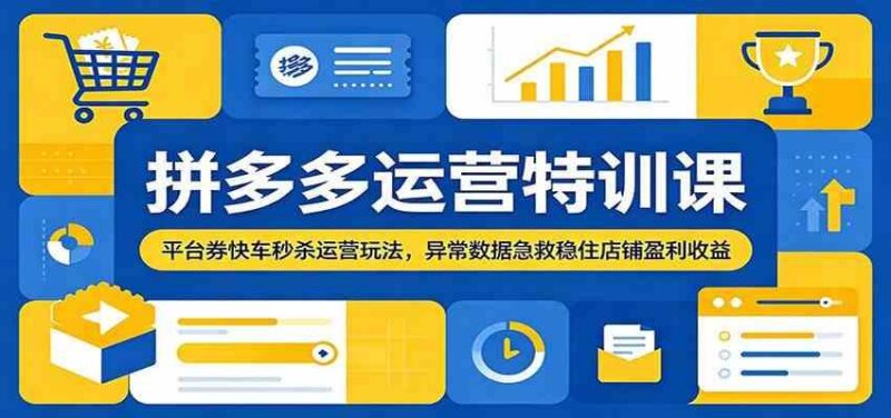 拼多多运营特训课：平台券快车秒杀运营玩法，异常数据急救稳住店铺盈利收益-三零资源