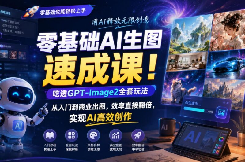 零基础AI生图速成课!吃透GPT-Image2全套玩法,从入门到商业出图,效率直接翻倍,实现AI高效创作-三零资源