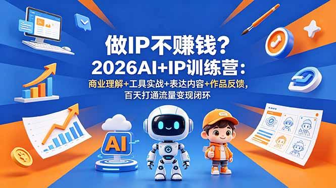 做IP不赚钱？2026AI+IP训练营：商业理解+工具实战+表达内容+作品反馈，百天打通流量变现闭环-三零资源