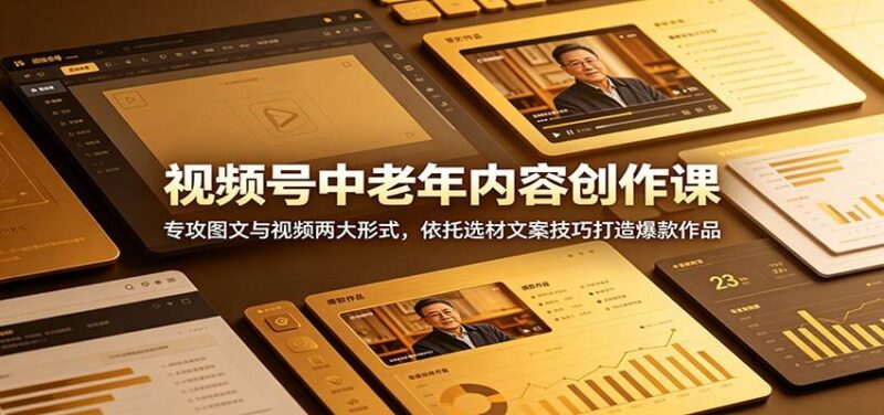 视频号中老年内容创作课:专攻图文与视频两大形式,依托选材文案技巧打造爆款作品-三零资源