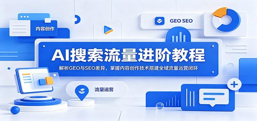 AI搜索流量进阶教程:解析GEO与SEO差异,掌握内容创作技术搭建全域流量运营闭环