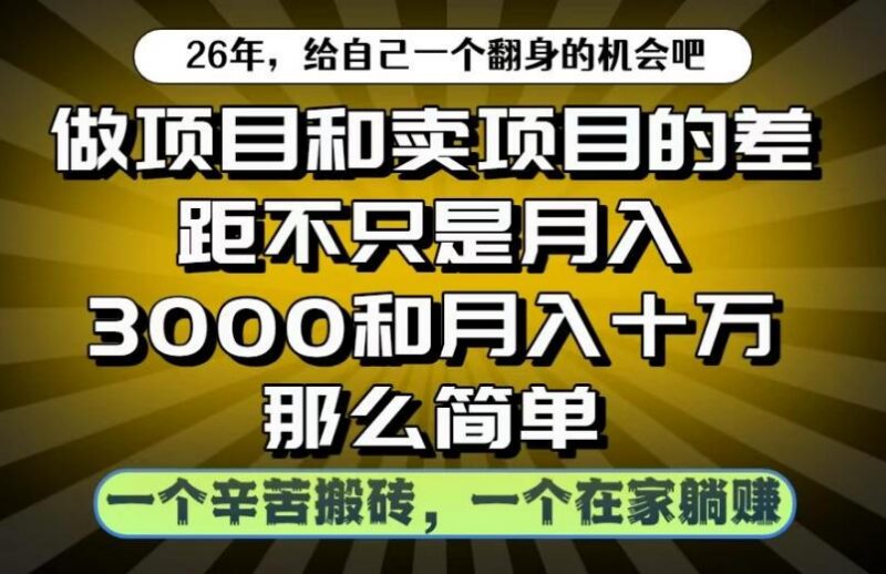 做项目和卖项目不只是月入3K和10W那么简单，一个努力搬砖，一个在家躺賺【揭秘】-三零资源
