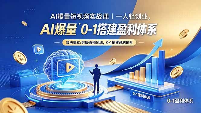 AI爆量短视频实战课|一人轻创业,算法脚本剪辑直播同城,0-1搭建盈利体系-三零资源