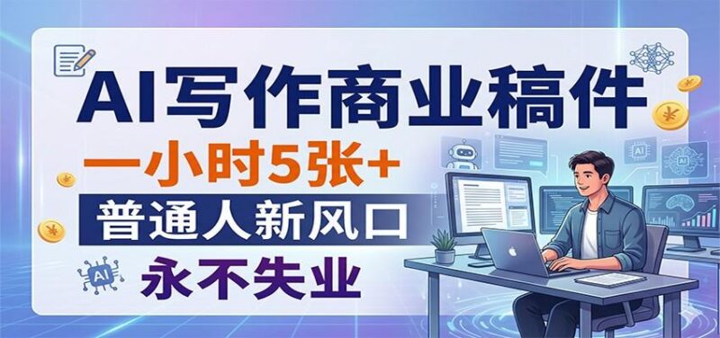 AI写作商业稿件，一小时5张+，普通人新风口，永不失业-三零资源