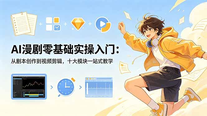 AI漫剧零基础实操入门：从剧本创作到视频剪辑，十大模块一站式教学-三零资源