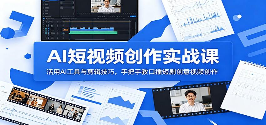 AI短视频创作实战课:活用AI工具与剪辑技巧,手把手教口播短剧创意视频创作