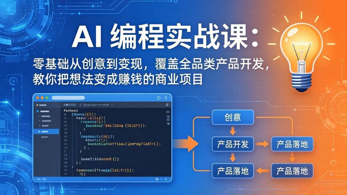 AI编程实战课-第三期-6月更新:零基础从创意到变现,覆盖全品类产品开发,把想法变成赚钱项目
