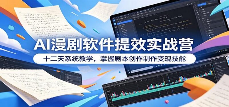 AI漫剧软件提效实战营：十二天系统教学，掌握剧本创作制作变现技能-三零资源