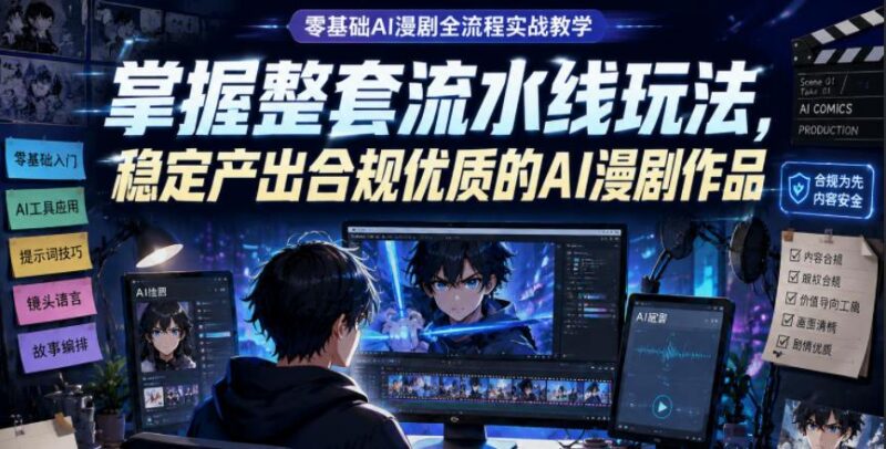 零基础AI漫剧全流程实战教学，掌握整套流水线玩法，稳定产出合规优质的AI漫剧作品-三零资源