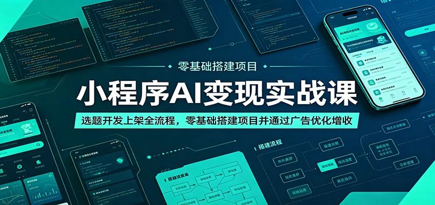 小程序AI变现实战课:选题开发上架全流程,零基础搭建项目并通过广告优化增收
