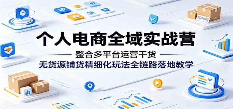 个人电商全域实战营:整合多平台运营干货,无货源铺货精细化玩法全链路落地教学-三零资源