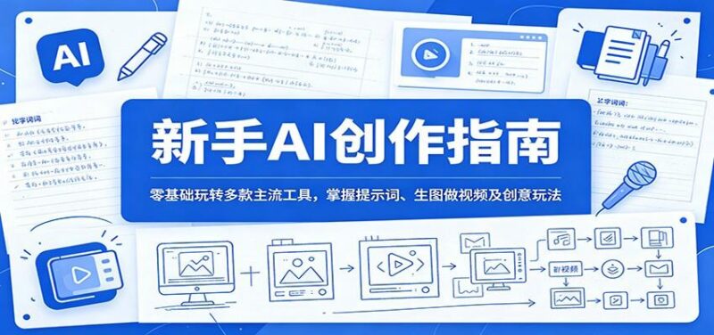 新手AI创作指南:零基础玩转多款主流工具,掌握提示词、生图做视频及创意玩法-三零资源