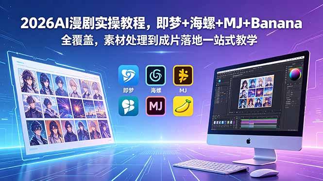 2026AI漫剧实操教程，即梦+海螺+MJ+Banana全覆盖，素材处理到成片落地一站式教学-三零资源