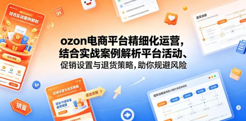ozon电商平台精细化运营，结合实战案例解析平台活动、促销设置与退货策略，助你规避风险、提升销量-三零资源