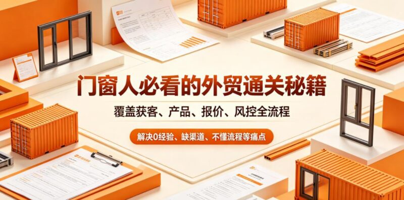 门窗人必看的外贸通关秘籍,块覆盖获客、产品、报价、风控全流程,解决0经验、缺渠道、不懂流程等痛点-三零资源