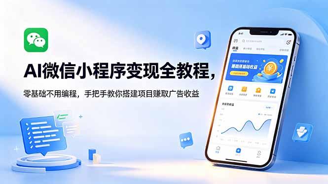 AI微信小程序变现全教程,零基础不用编程,手把手教你搭建项目赚取广告收益-三零资源