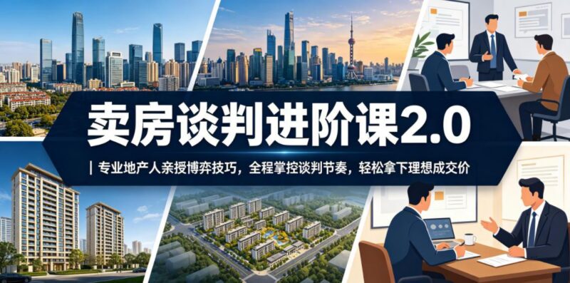 卖房谈判进阶课2.0|专业地产人亲授博弈技巧,全程掌控谈判节奏,轻松拿下理想成交价-三零资源
