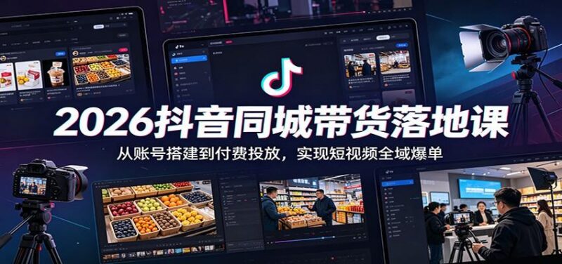 2026抖音同城带货落地课:从账号搭建到付费投放,实现短视频全域爆单-三零资源